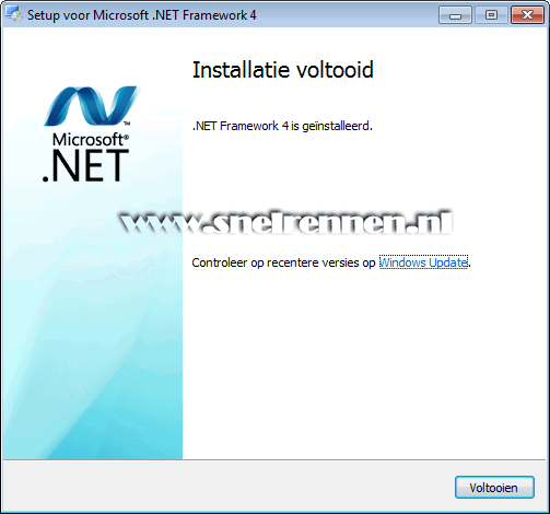 .NET framework 4, installatie voltooid